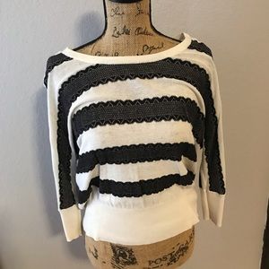 Black and white lace blouse